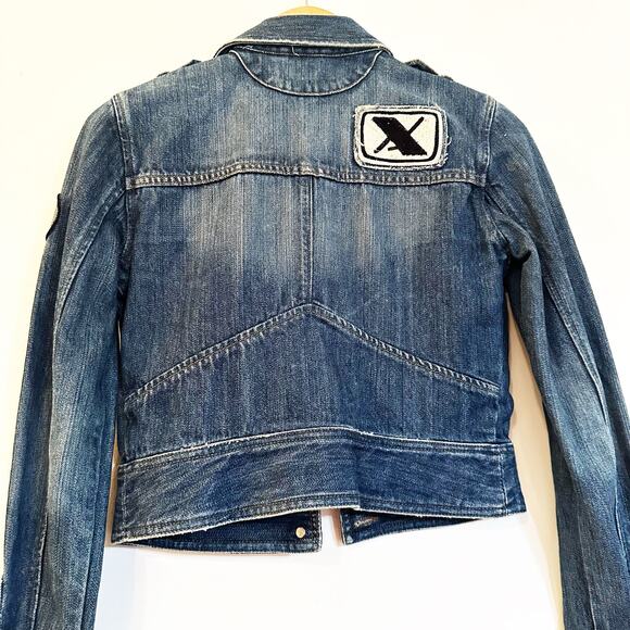 Armani Exchange Denim Jacket sz S Jean Jacket Patchwork Jacket - Picture 8 of 10